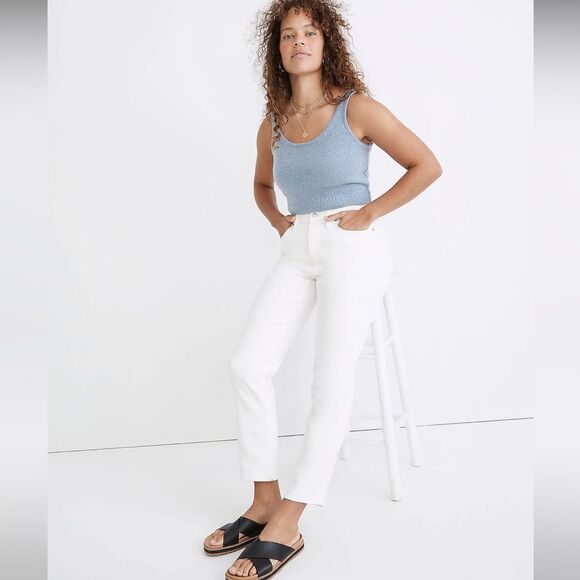 *Flaw Spot* Madewell NWT Curvy Perfect Vintage Jeans Size 33 High Rise White - Picture 2 of 16